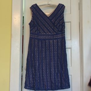 NWT  16w blue lace over nude dress. Sleeveless.